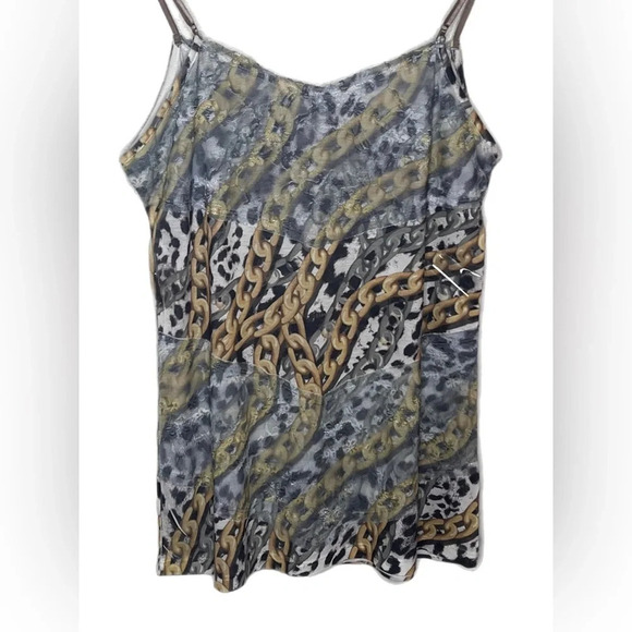 Cache Women's Silver and Gold strap top.
Chain design shirt  -Has lace on top Lg - Picture 7 of 8